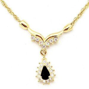 Vintage Roman 17" Rhinestone Collar Necklace Teardrop Pendant Gold Tone Elegant